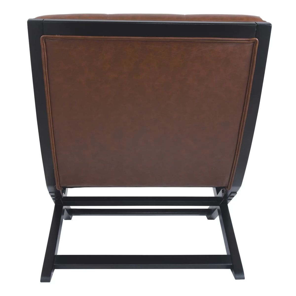 Brown Wood and Faux Leather Accent Chair L982623