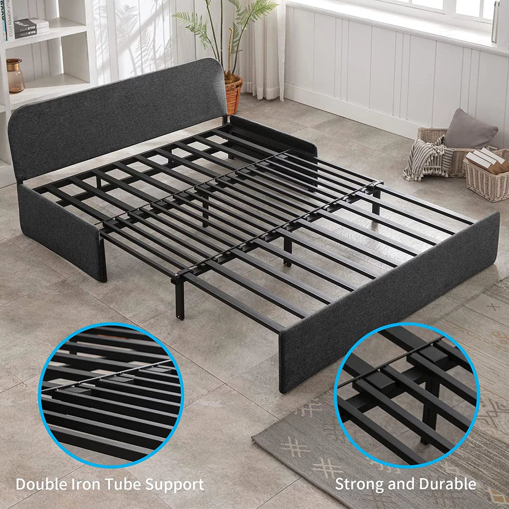 Queen Size Convertible Linen Sleeper Sofa Bed Dark Gray G114179