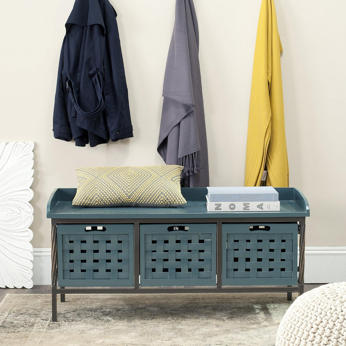 Brown Wooden Storage Bench T5691