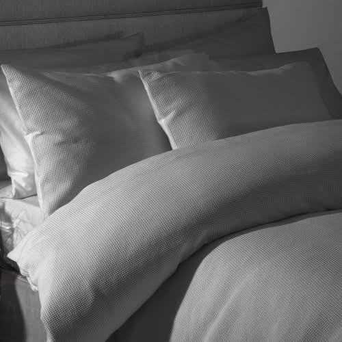 Queen White Cotton Waffle Weave Cover Set I163120