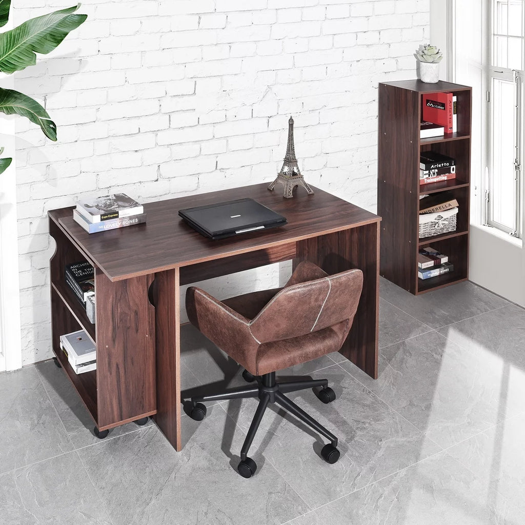 47.4" L Computer Desk with Movable Bookcase E890849