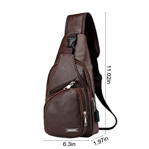 Waterproof Leather Crossbody Sling Bag with USB Charging G547823