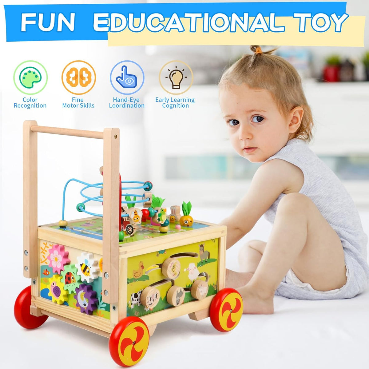 Wooden Activity Cube 7-in-1 Montessori Educational Toy C417