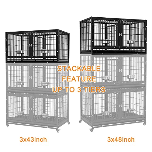 Heavy Duty Dog Crate Cage Kennel with Removable Wire Trays and Wheels N6736