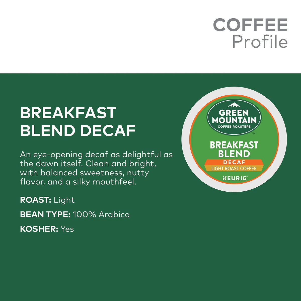 Light Roast Decaf Coffee K-Cup Pods 48 Count O8403