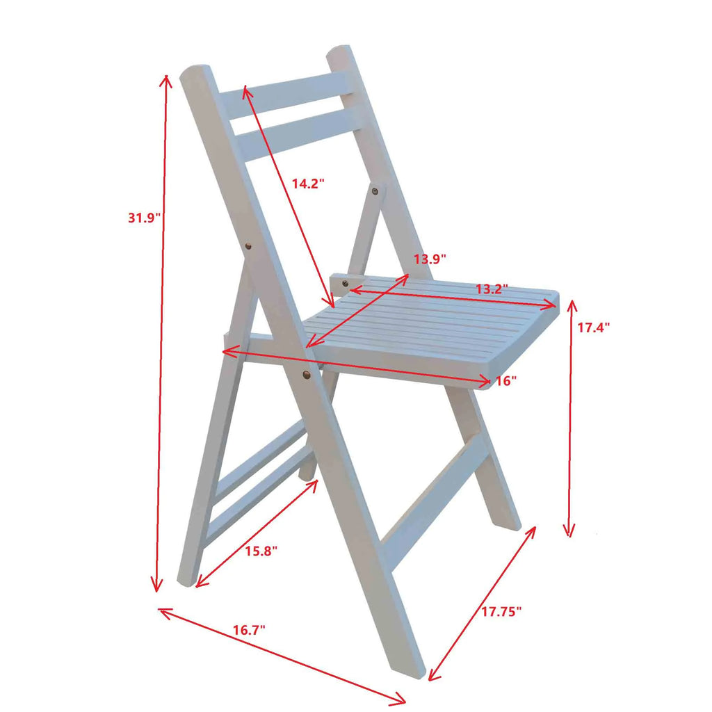 Chaises pliantes en bois à lattes, Blanc, lot de 4 G918580