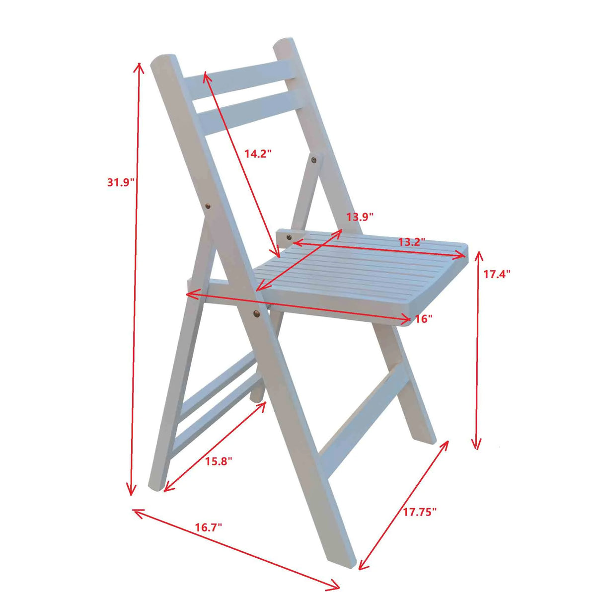 Chaises pliantes en bois à lattes, Blanc, lot de 4 G918580