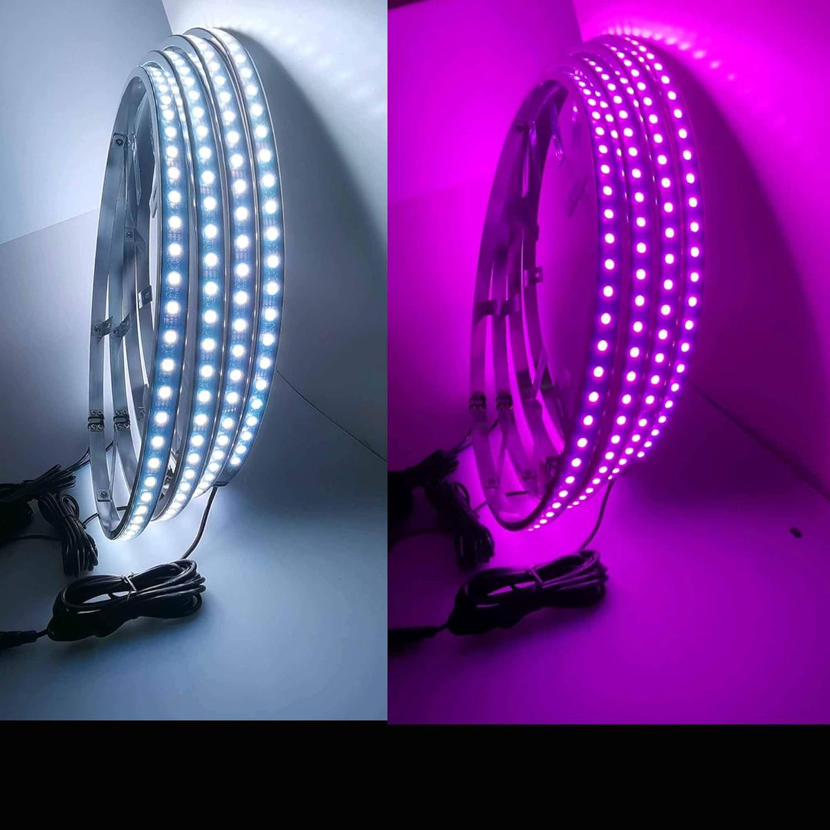 4PC 15.5in RGBW LED Wheel Ring Lights with Brake Function Waterproof Wireless RF Remote Y9245