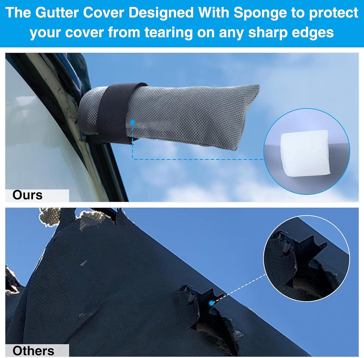 Heavy Duty RV Cover with 4 Tire Covers, Tongue Jack Cover, 2 Extra Straps, Gutter Cover D43078