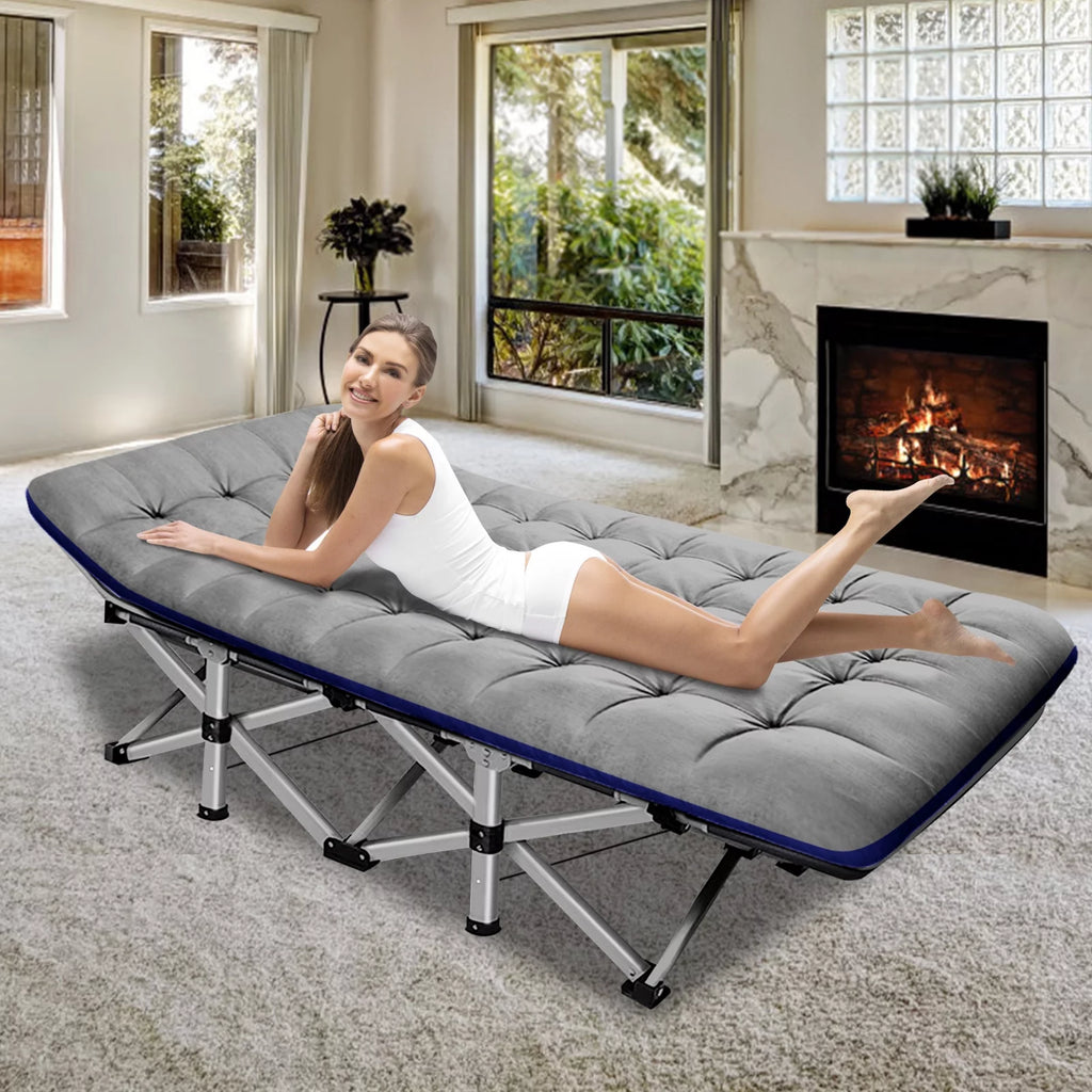 Folding Camping Cot with Cotton Pad & Carry Bag X24858