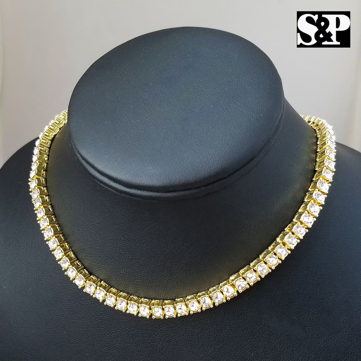 Choker 16" 1 Row Diamond Tennis Chain & Necklace Set I834