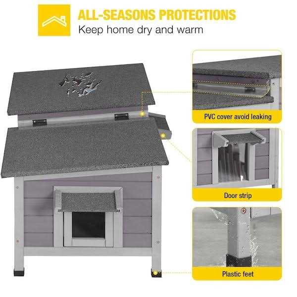 Feral Cat Shelter 2-Room Outdoor Cat House R567