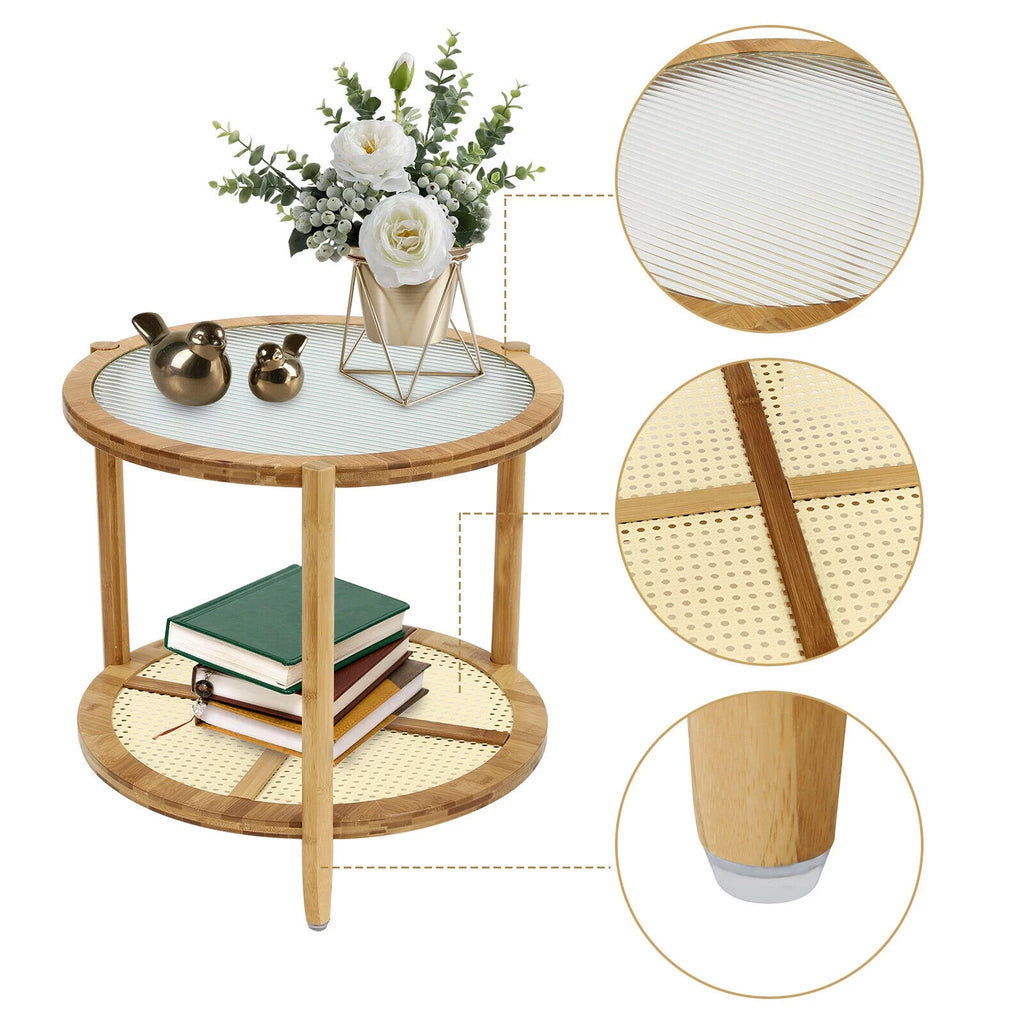 Round 2-Tier Sofa Side End Table D312