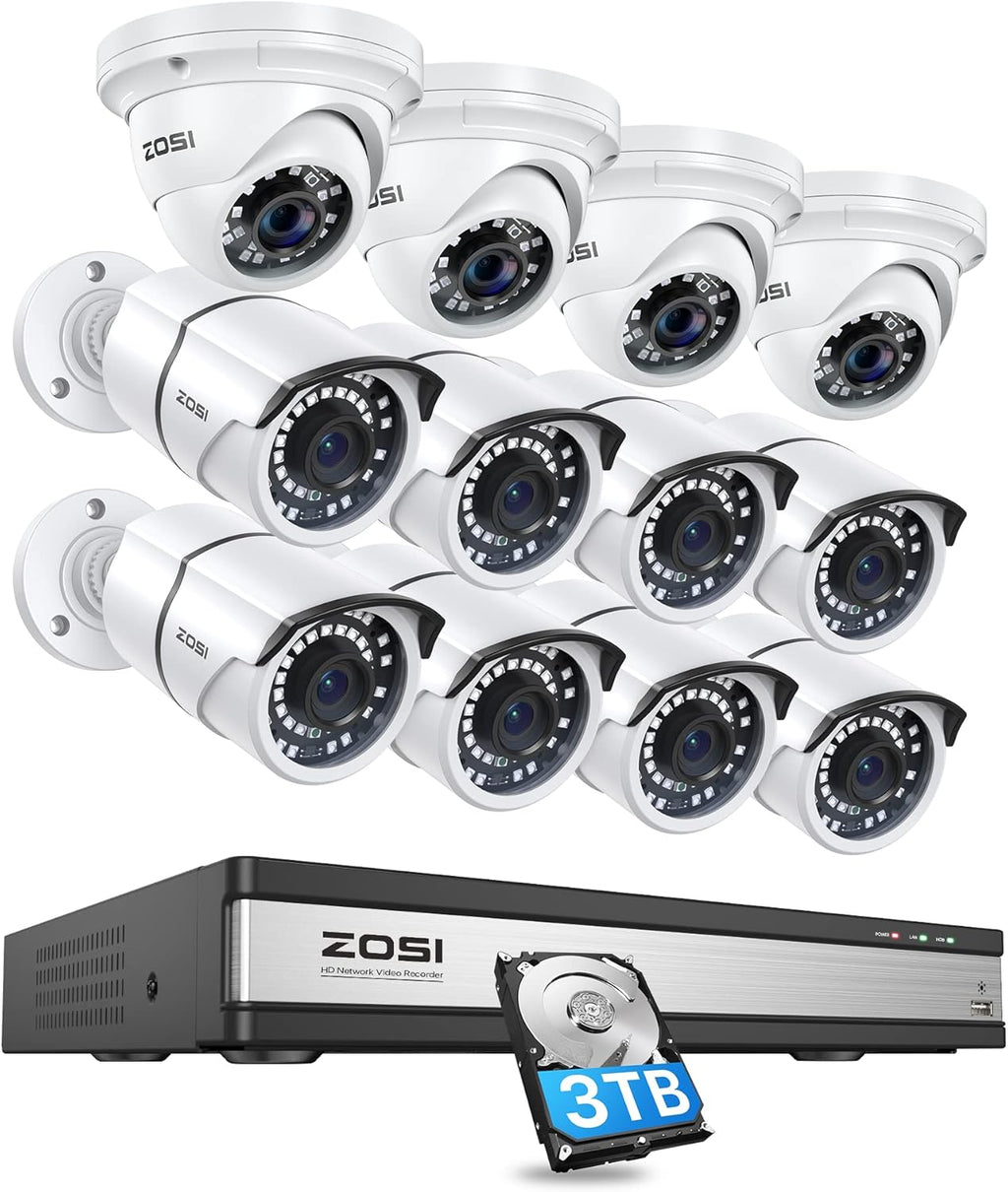 4K 16 Channel Security Camera System with 3TB Hard Drive and 12 x 5MP Cameras N6388