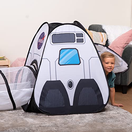White Rocket Ship Pop up Play Tent with Tunnel and Playhouse Kids Indoor Outdoor Spaceship Tent Set G116