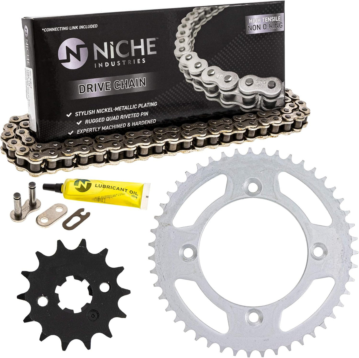 Drive Sprocket Chain Combo Front 14 Rear 47 Tooth 428HZ Standard 122 Links Pack of 2 V661