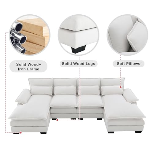 Gray Velvet U Shape Sectional Sofa with 4 Waist Pillows U451