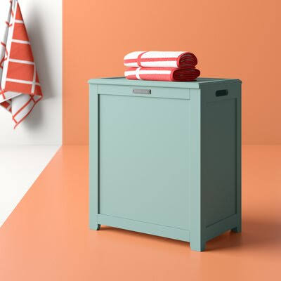 Storage Cabinet Laundry Hamper Turquoise O100893