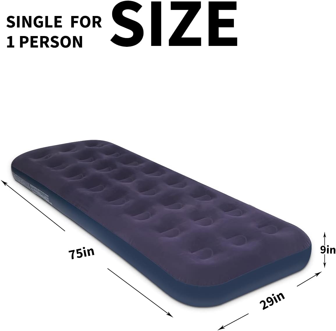 Blue Blow Up Air Mattress with Flocked Top E6877