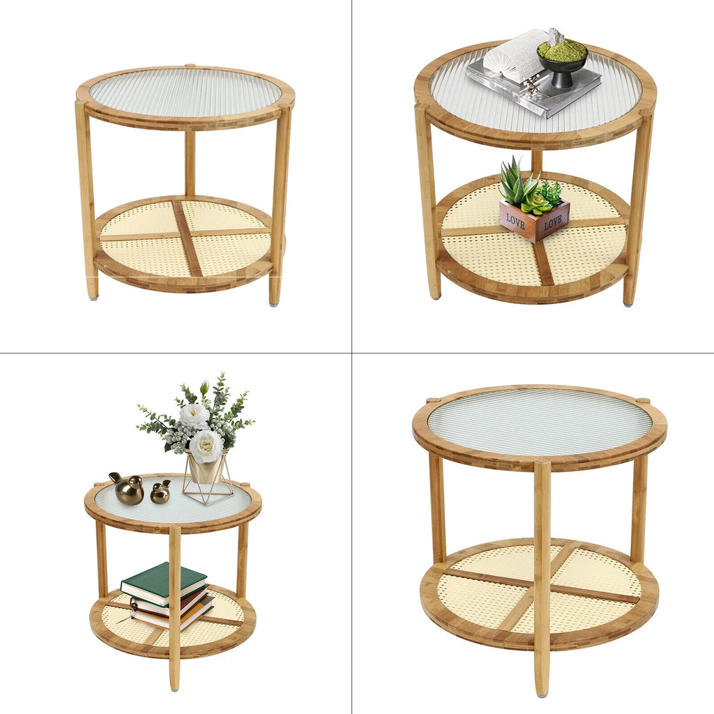 Round 2-Tier Sofa Side End Table D312