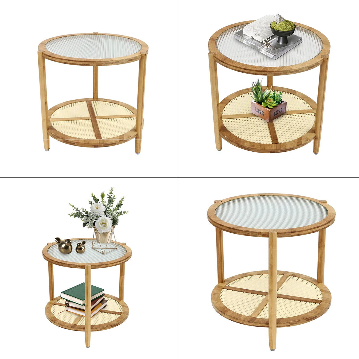 Round 2-Tier Sofa Side End Table D312