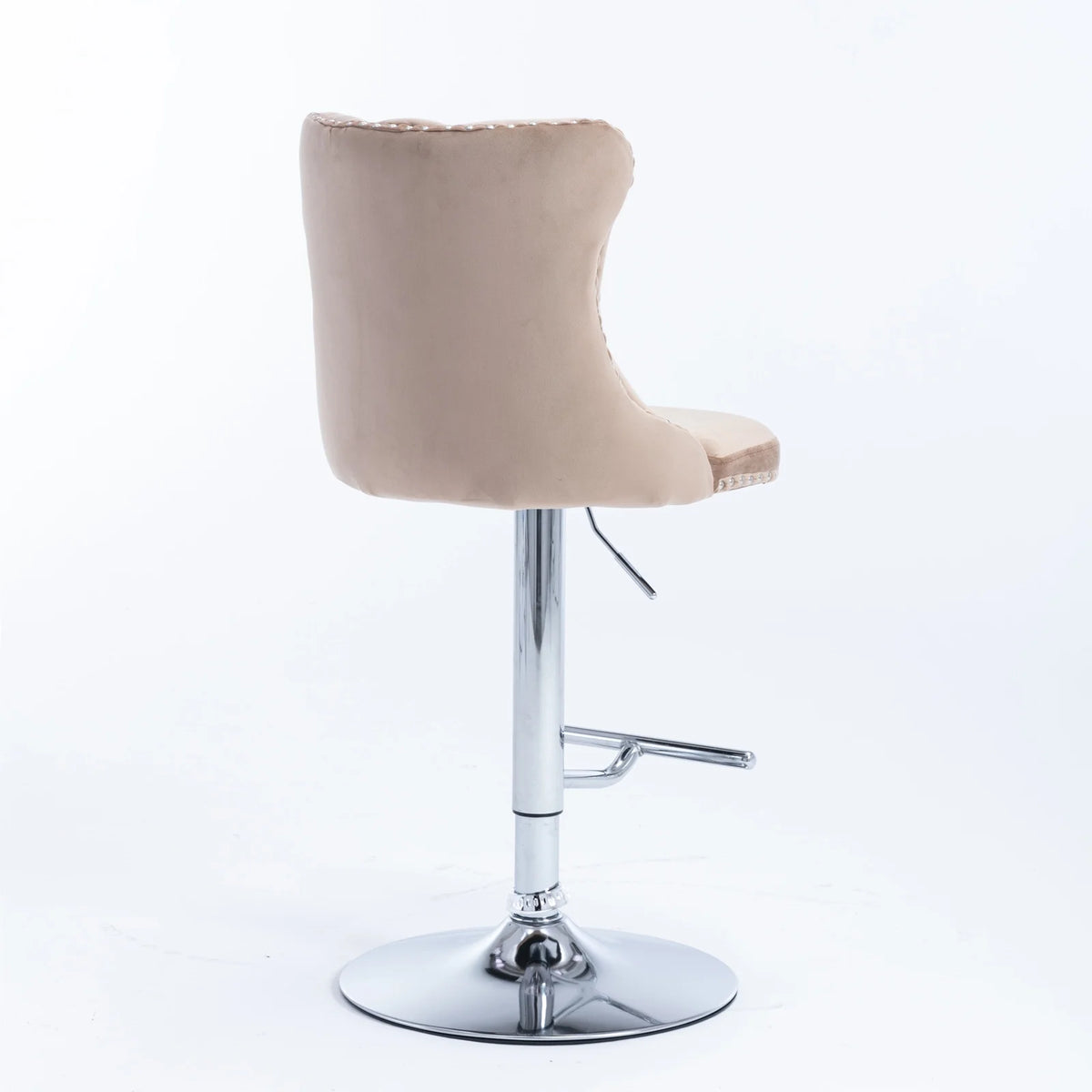 Khaki Velvet Upholstered Swivel Bar Stools, Set of 4 L872