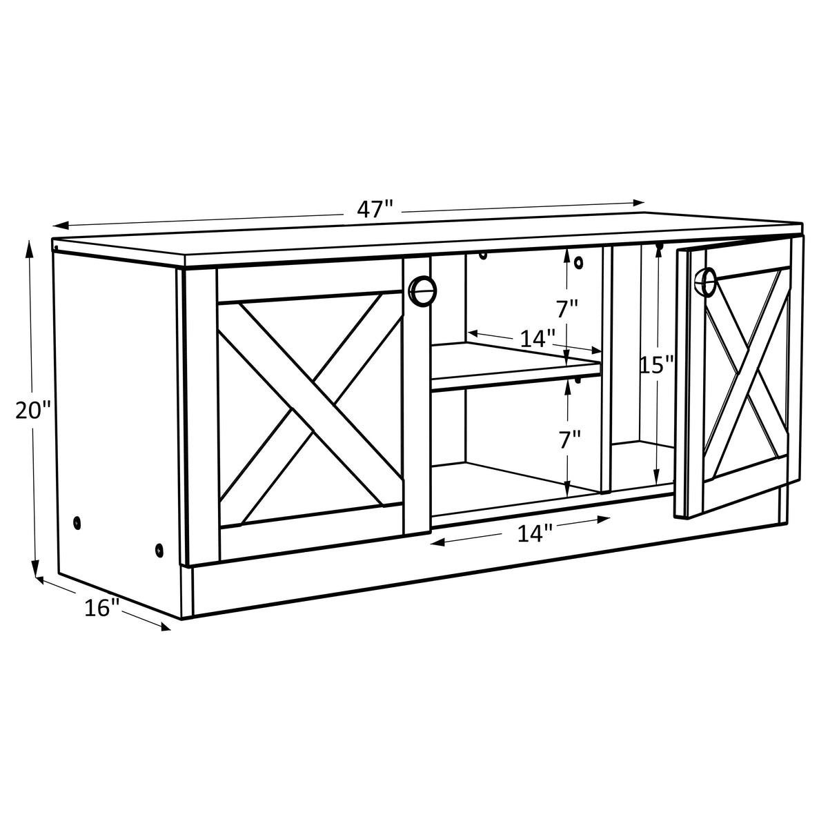 Industrial Wooden TV Stands with Cable Management and Shelves S337830