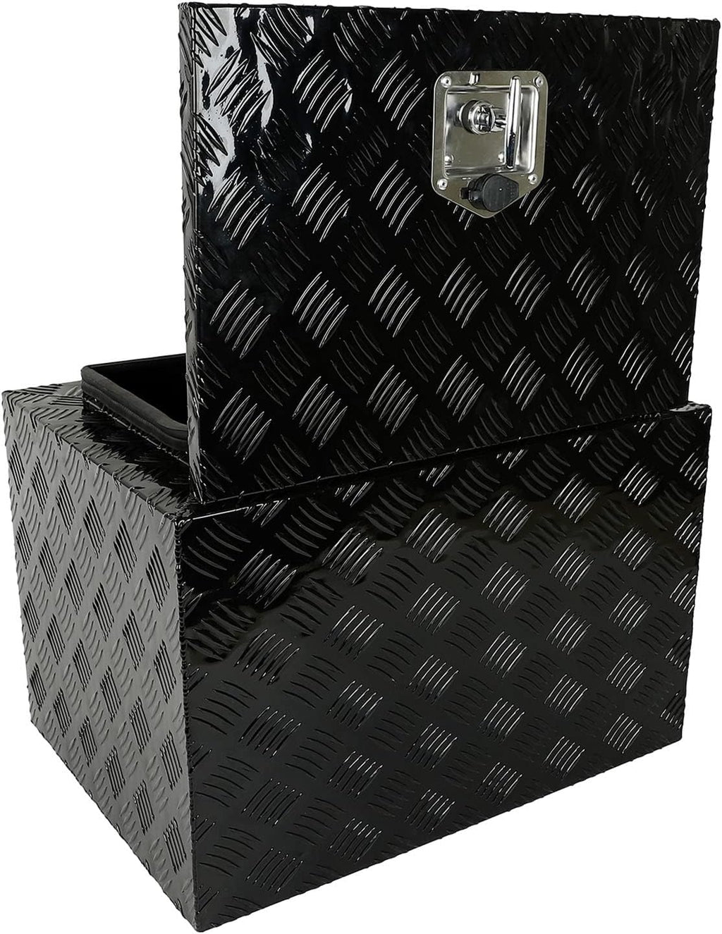 Truck Bed Tool Box with Lock Latch, 24 X 17 X 18 Inch Aluminum Black E595