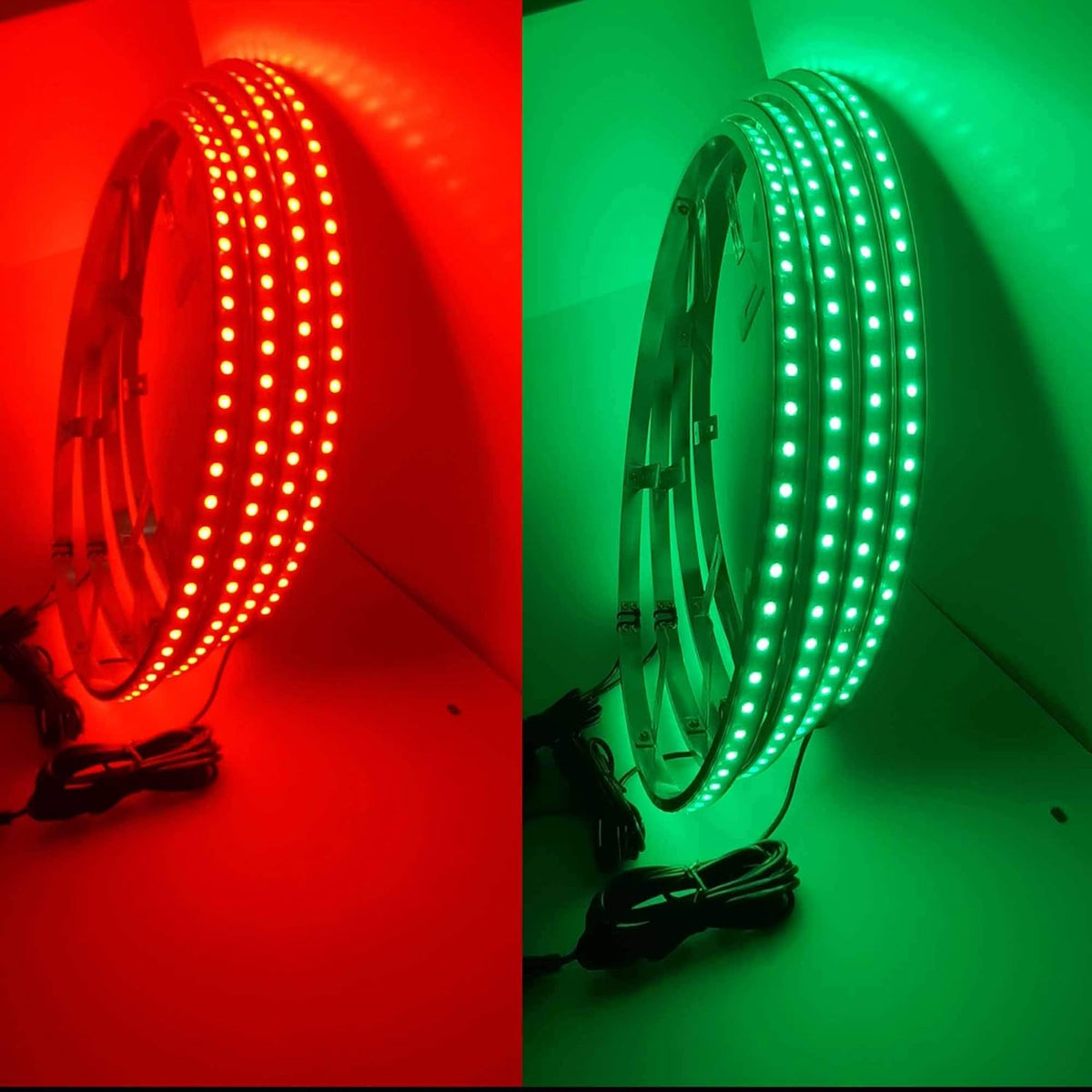 4PC 15.5in RGBW LED Wheel Ring Lights with Brake Function Waterproof Wireless RF Remote Y9245