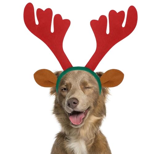 Dog Christmas Antler Headband with Santa Hat X130034