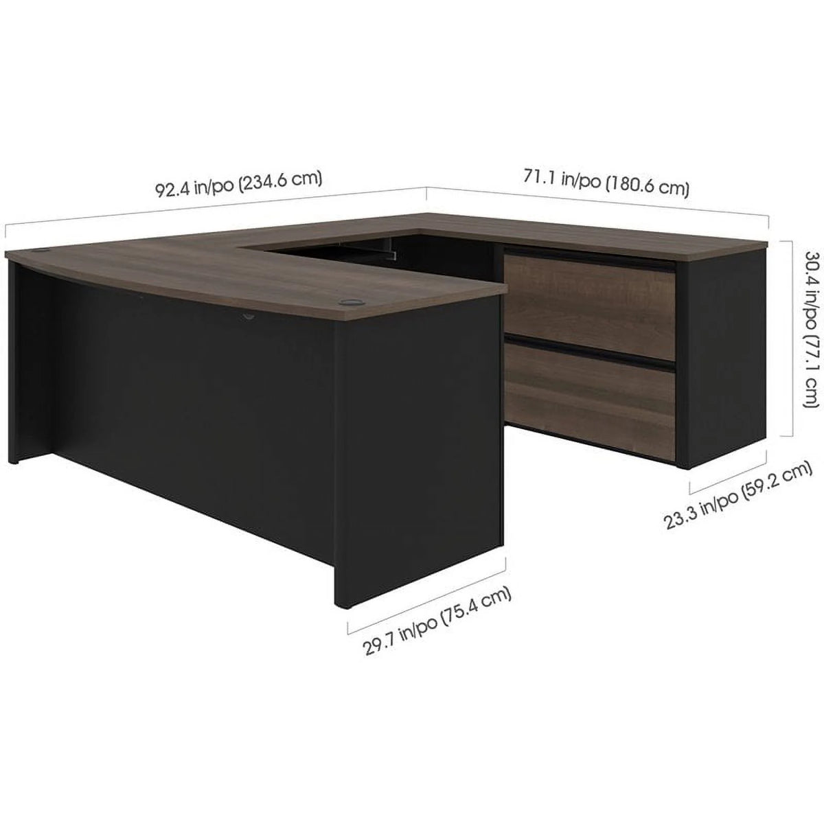 5 Piece Wood U Shaped Computer Desk L287