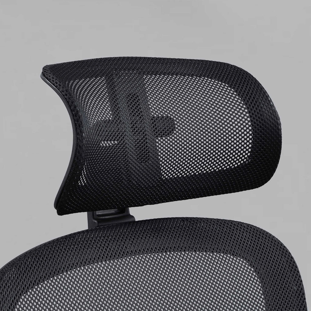 Black Fabric Ergonomic Office Chair with Adjustable Headrest R65079