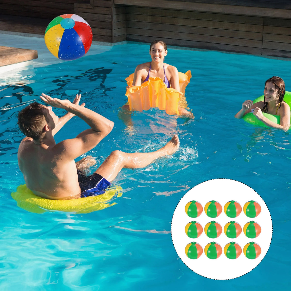 12 Pcs Inflatable Beach Balls Pool Toys I14652