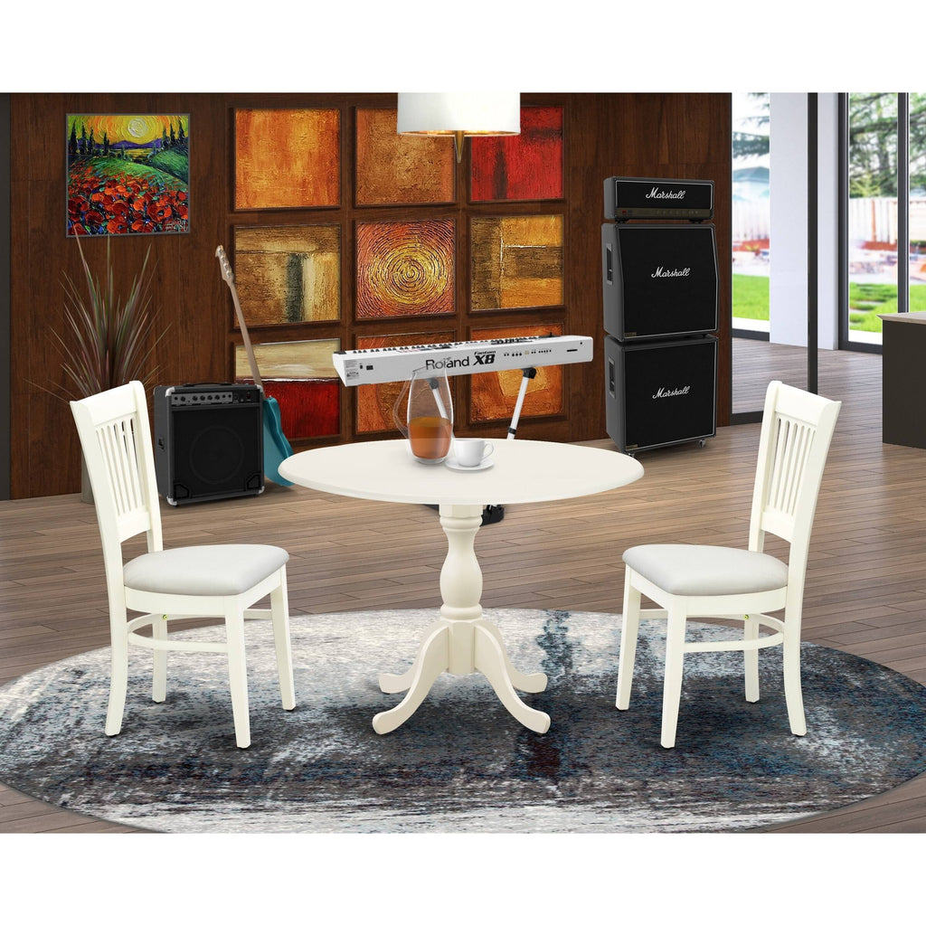 3-Piece Dining Set with Fabric Seat in Linen White R41954
