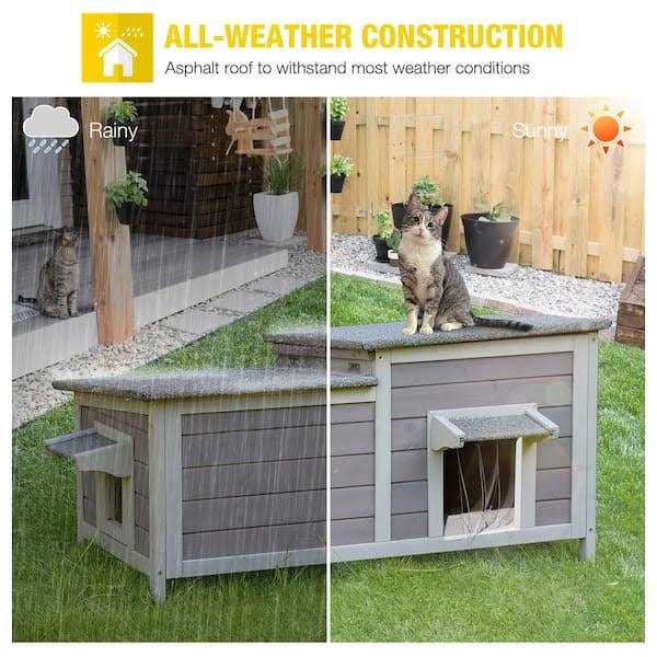 Feral Cat Shelter 2-Room Outdoor Cat House R567