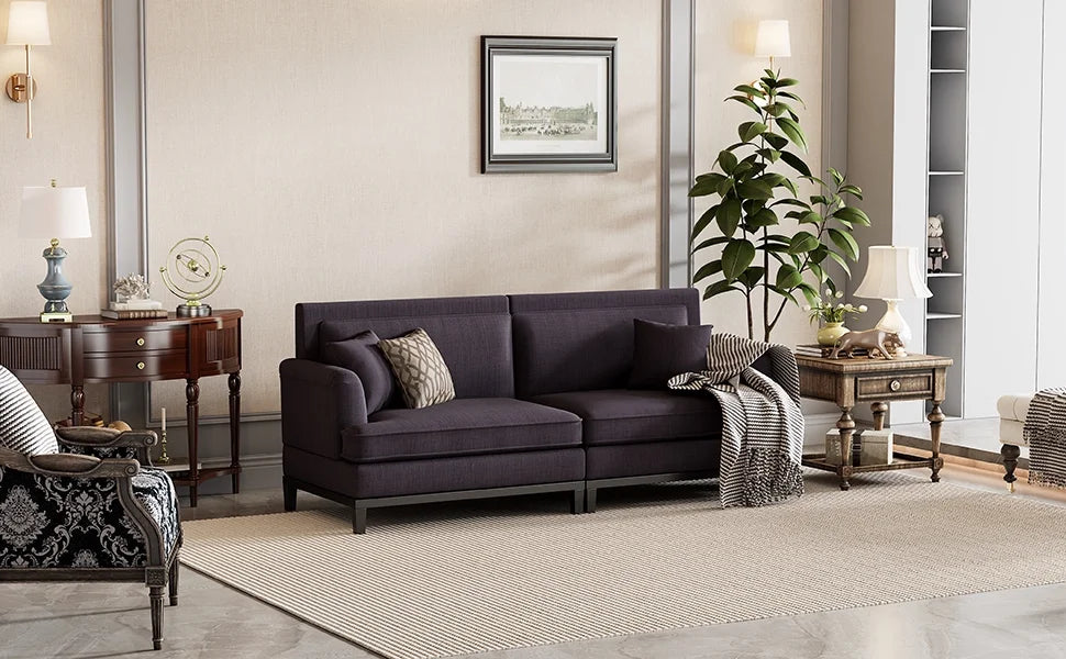 Grey Upholstered Loveseat Sofa with 2 Pillows M390834