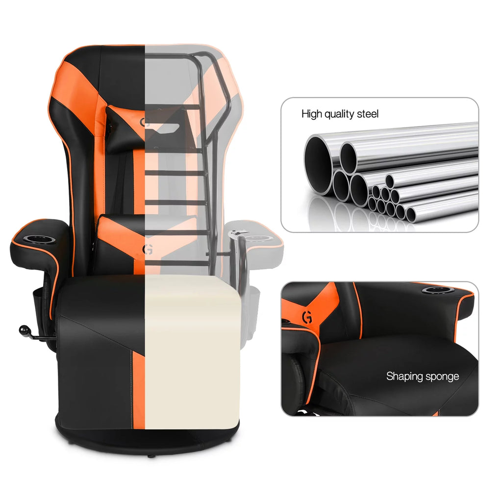 Black Orange Ergonomic Gaming Chair with Footrest G84447