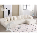 White Striped Corduroy Upholstered 4 Seater Modular Sectional Sofa D802109