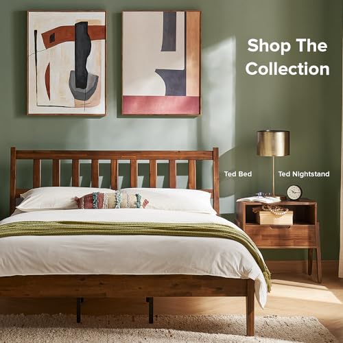 Queen Solid Wood Platform Bed Frame with Headboard O5783