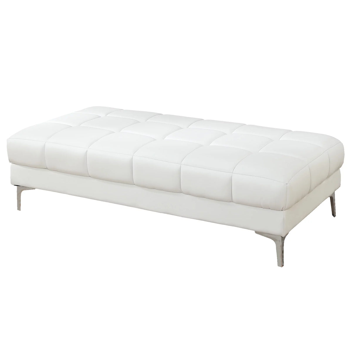 White Bonded Leather Cocktail Ottoman P330