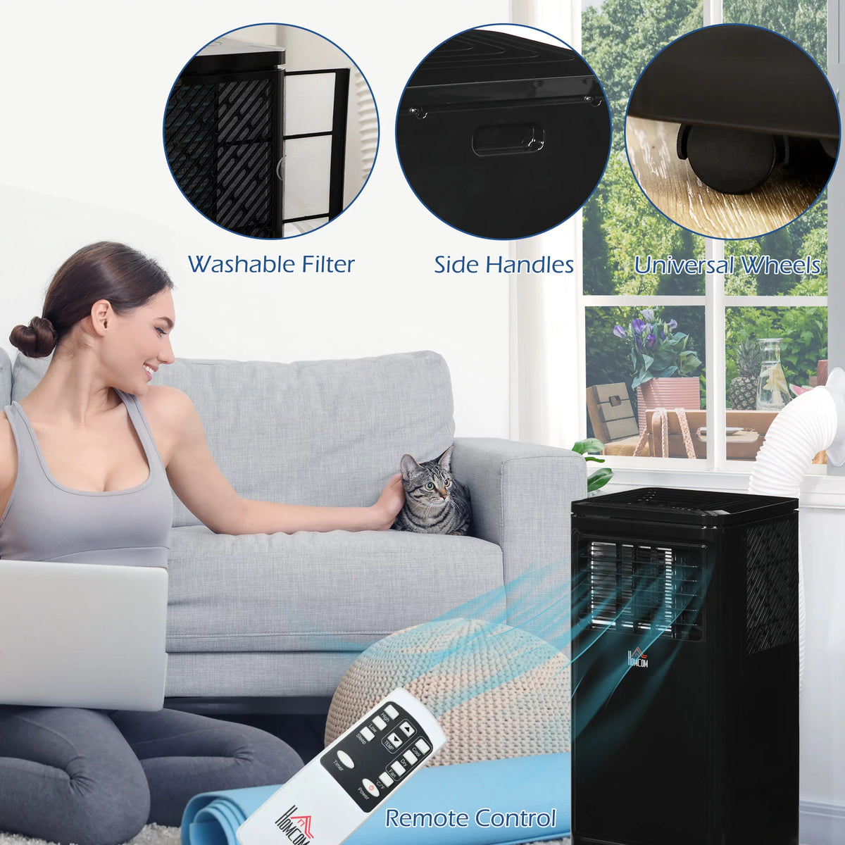 8,000 BTU Portable Air Conditioner Evaporative Cooler, Black P904