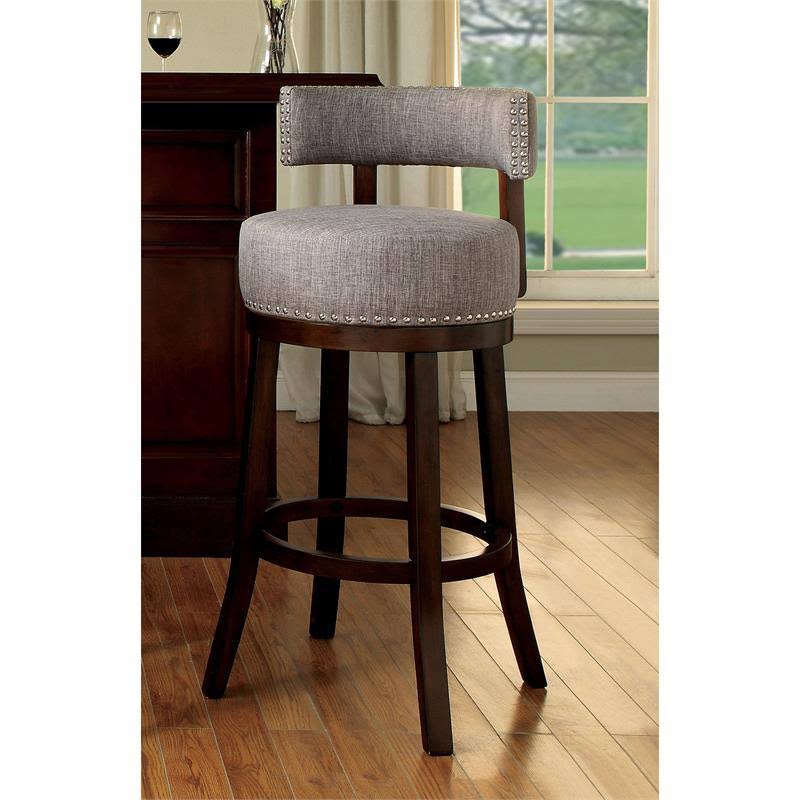 Light Gray Fabric Swivel Bar Stool (Set of 2) F66976