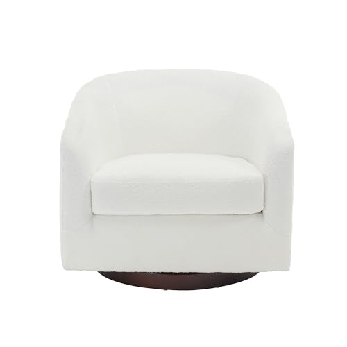 Oversized 360 Swivel Barrel Chair with Wood Base in Brown N646725