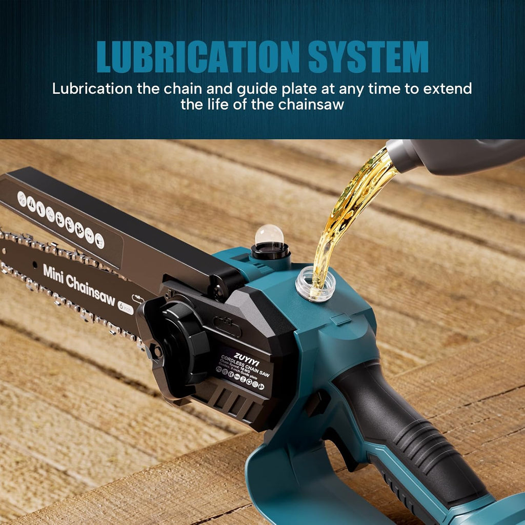 Mini Chainsaw Cordless 6 Inch & 8 Inch Brushless Handheld Chain Saw with Oiler Electric Chainsaw C494079