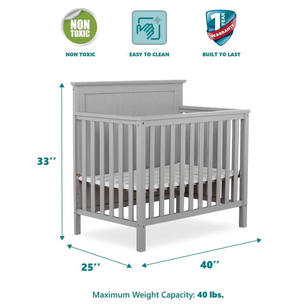 Pebble Grey 4-in-1 Convertible Mini Crib C6417