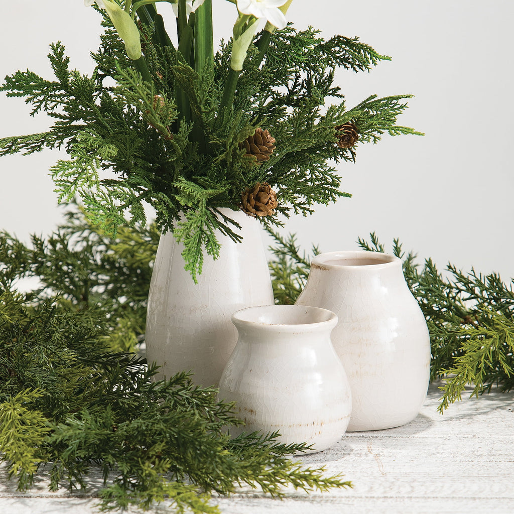 Set of 3 Petite Ceramic Vases White J73447