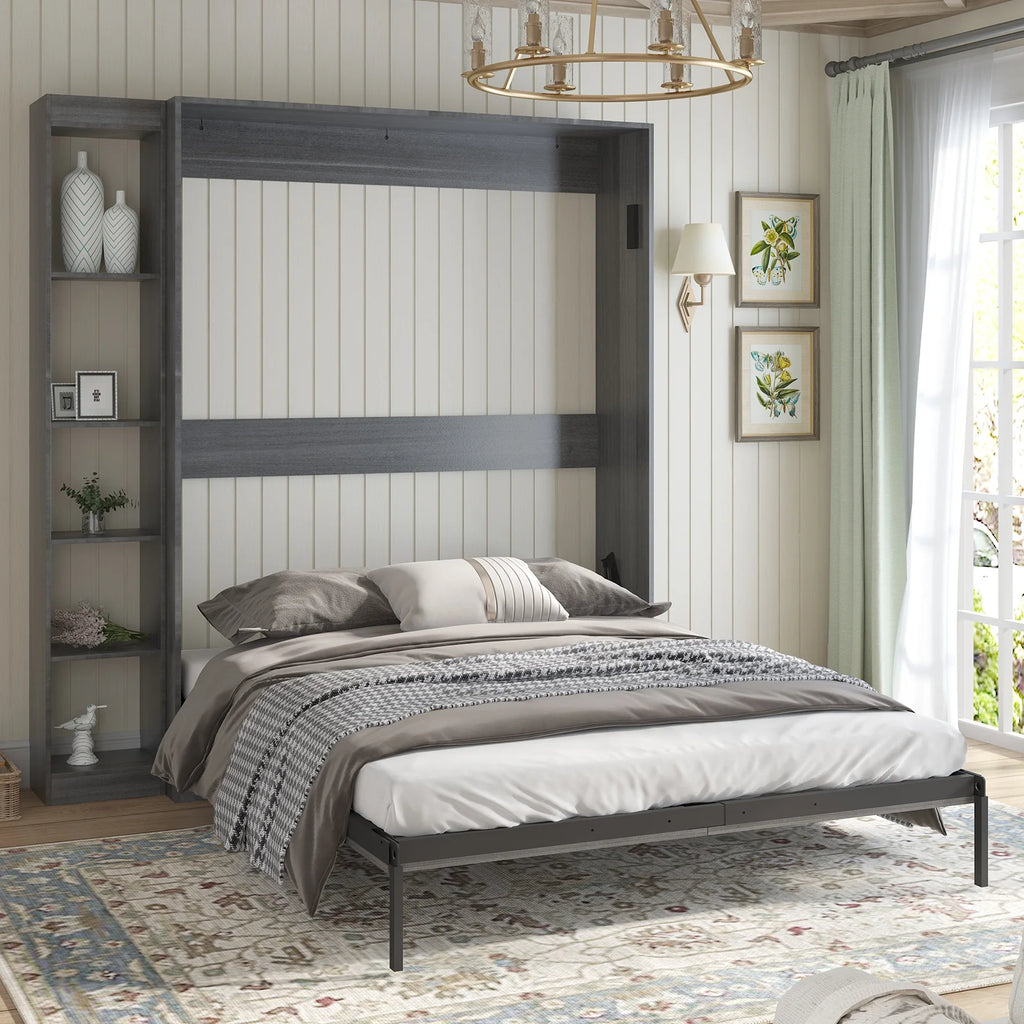 Foldable Murphy Bed with Side Cabinet M618155