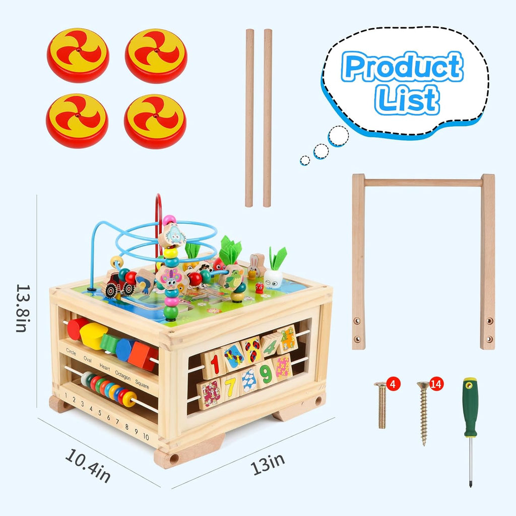 Wooden Activity Cube 7-in-1 Montessori Educational Toy C417