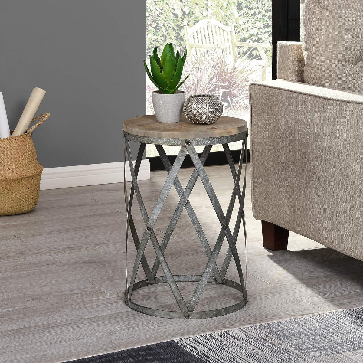 Galvanized Table, Weathered Brown, 13.5 x 13.5 x 20, Pack of 2 A124