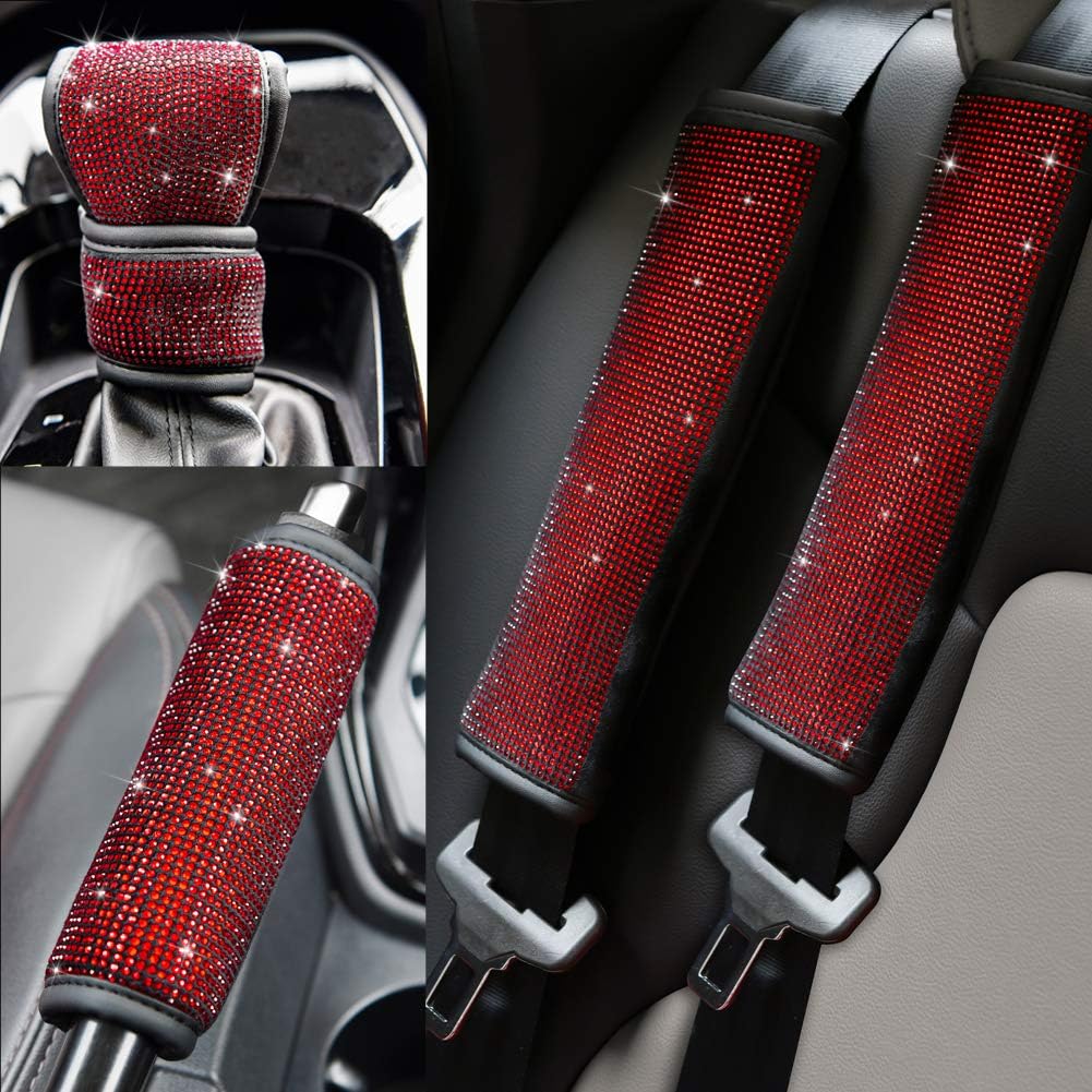 Soft Velvet Seat Belt Shoulder Pads with Rhinestones 4 Pack Set G813018